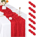 6 Pack Red Cheesecloth Table Runner, 17 x 108 inch, Semi Sheer Boho Cheese Cloth Fabric Table Runner Bulk for Wedding, Birthday, Party, Holiday, Home Decor (Red) by ACSUIT