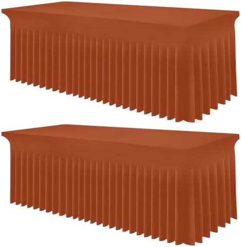 Smiry 2 Pack Spandex Elastic Fitted Table Cloth Skirt for 6FT Table by Smiry