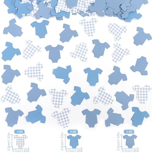 Blue Bodysuit Confetti,Blue Gingham Baby Shower Confetti,Baby Shower Decor - Image 2