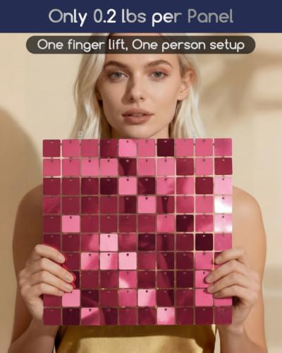 COKAOBE LiteGrid Series Shimmer Wall Backdrop - 24Pcs Pink - Image 3