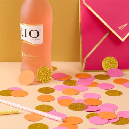 MOWO Hot Pink Orange and Gold Confetti Table Decoration, 1.2'', 200pc - Image 3