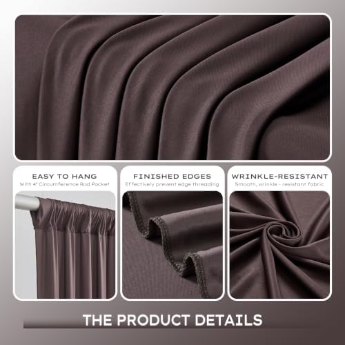 10x10ft Wrinkle Free Brown Backdrop Curtains for Party Background, 2 Panels 5x10ft Silky Polyester Photo Backdrop Drapes Back Drop Cloth for Wedding Birthday Photography Baby Shower Decor - Image 4