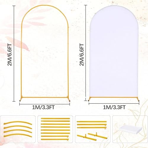 6.6FT Wedding Arch Backdrop Stand and Cover Set,Backdrop Arch Cover Set - Image 3