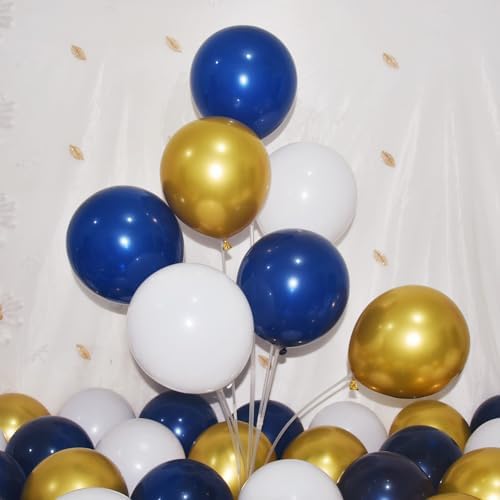 300 Pack Navy Blue Gold and White Balloons 5 Inch Metallic Latex Bulk Small Balloon Arch Garland Kit for Birthday Wedding Bridal Baby Shower Supplies Graduation Party Decorations - Image 4