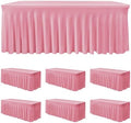 6 Pack Pink Spandex Table Covers 6ft Rectangle Ruffle Skirts for Party by HolidayIdeas