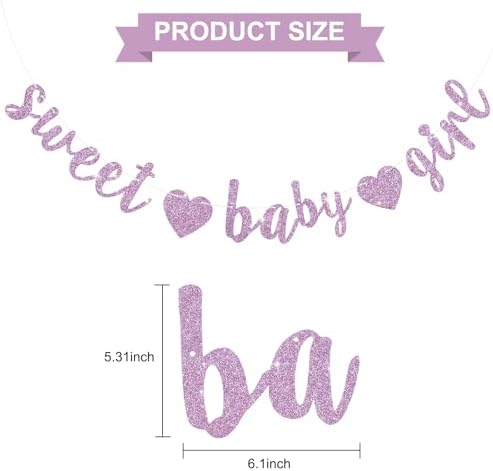 BEISHIDA Pre-Strung Glitter Light Purple Girl Baby Banner Baby Shower Decor - Image 2
