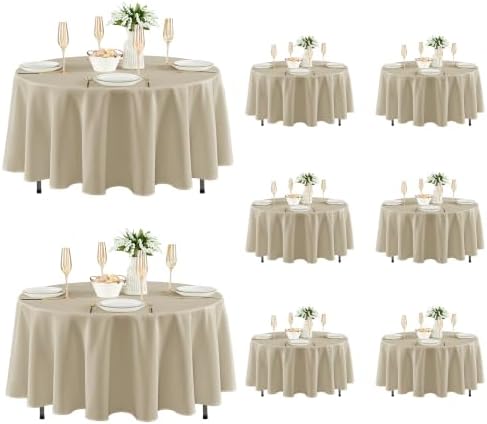 Fitable 8 Pack Nature Tablecloths 84 Inch Round for 36"-60" Tables by Fitable
