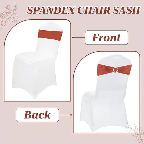 MDS Pack of 25 Spandex Chair Sashes for Wedding Party & Event – Terracotta - Image 4