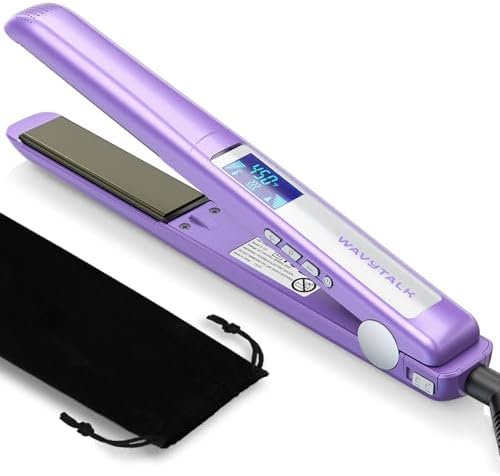 Wavytalk Pro Flat Iron Hair Straightener, 100% Pure Titanium Flat Iron for Easy Glide, Straightener and Curler for All Hairstyles, Dual Voltage (Purple) by wavytalk-HairTalks