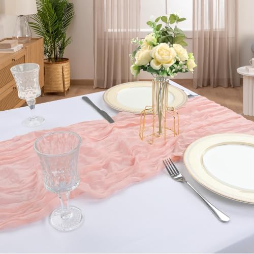 6 Pack 10Ft Blush Pink Cheesecloth Table Runner 23 x 120 Inch - Image 6