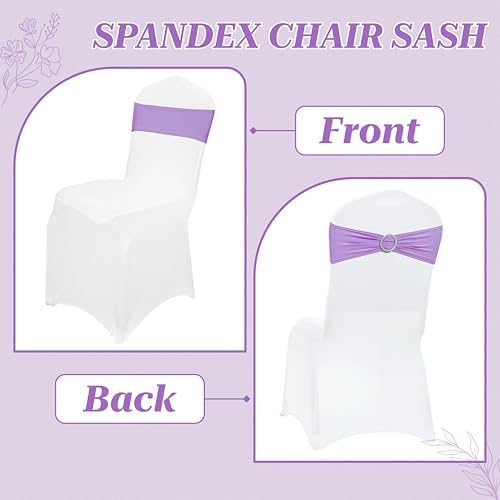 MDS Pack of 75 Spandex Chair Sashes for Wedding Party & Event – Lavender - Image 4