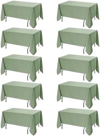 10-Pack Sage Green Tablecloths for Rectangle Tables, 70 x 120 in by DailySet