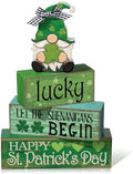Moucuny 4 Pcs St. Patrick's Day Wood Signs Gnome Tiered Tray Table Decor by Moucuny