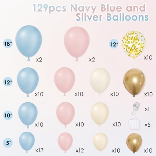 Gender Reveal Pink and Blue Balloon Arch Kit 129 PCs - Image 3