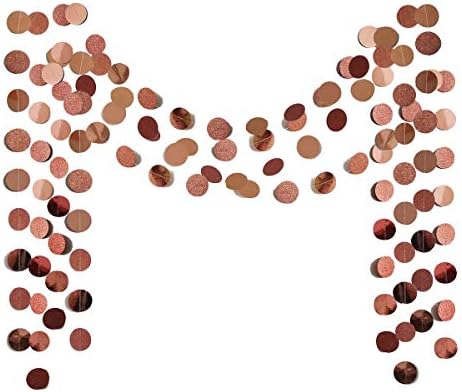 TTSAM 6 Pcs Rose Gold Paper Circle Dots Garland, 52 Feet, Perfect for Birthday, Bachelorette, Engagement, Wedding Parties, Reusable, Pre-strung by TTSAM