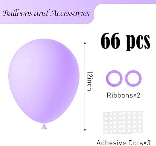 Voircoloria 66pcs Pastel Purple Light Purple Latex Party Balloons, 12inch - Image 2