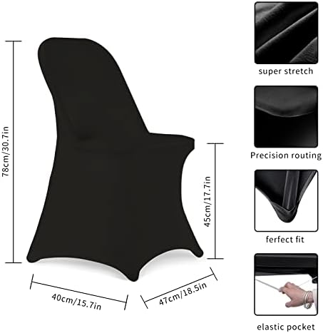 HAINARverS Folding Chair Covers for Wedding, 10pcs Stretch Spandex Washable Fabric Chair Cover, Decoration Chair Cover for Wedding, Party, Banquet, Birthday, Conference, Event(Black, 10 PCS) - Image 4