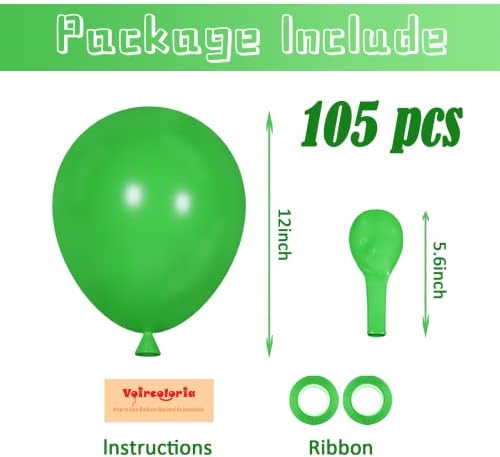 Voircoloria 105pcs Green Party Latex Balloons, 12inch - Image 2