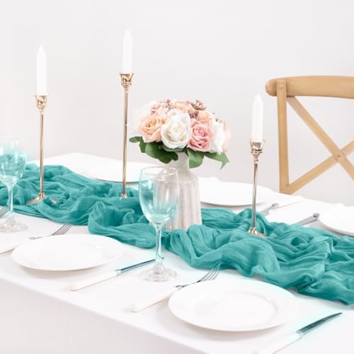 Teal Blue Table Runner Fall Cheesecloth Table Runner Dinning Decor, 6 Pack - Image 5