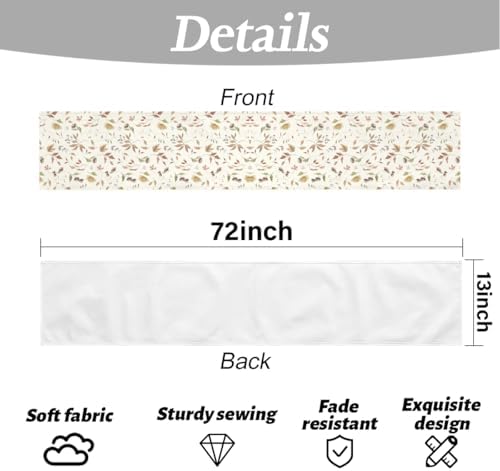 Floral Leaves Flower Table Runner, Wild Flowers and Leaves Seasonal Decor - Image 6