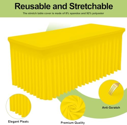 Smiry 2 Pack Spandex Elastic Fitted Table Cloth Skirt for 8FT Table - Image 2