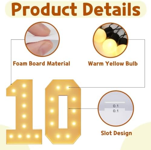 imprsv 10 Marquee Numbers, 4FT Light Up Numbers for 10th Birthday Decor - Image 4