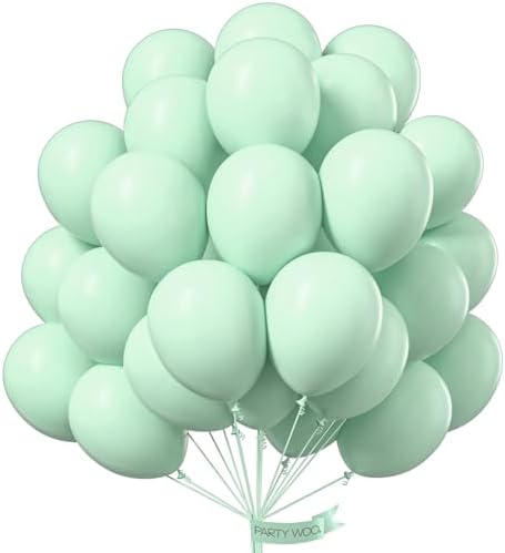 PartyWoo Light Green Balloons 50pcs Mint Pastel Peppermin Green Color by PartyWoo
