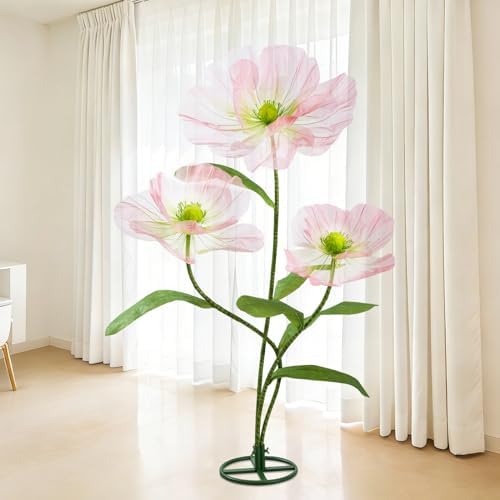 5.6 Ft Tall Large Artificial Silk Flower Green and Pink by GIANTFLOWERS