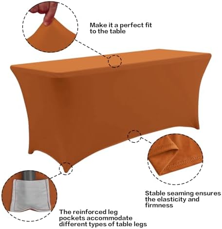 IVAPUPU 2 Pack 6FT Table Cloth for Rectangular Spandex Caramel Table Cover - Image 2