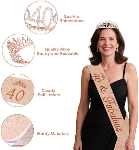 Juesly 40th Birthday Decorations for Women, 51pcs 40 Year Old Party Set - Image 4