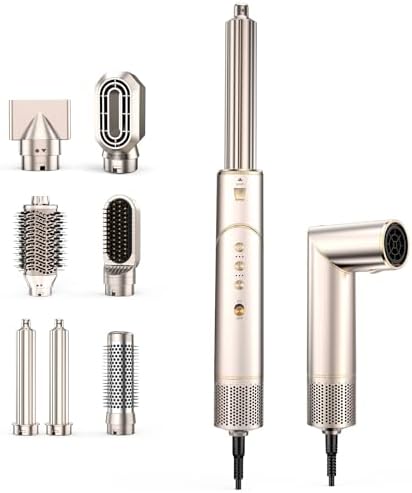 7 in 1 High-Speed Hair Dryer Brush, 110,000 RPM Air Styler for Automatic Air Curling, Negative Ionic Hot Air Brush Set for Fast Drying, Volumizing & Frizz Control, Heat Protection Multi-Styler by XVCAS