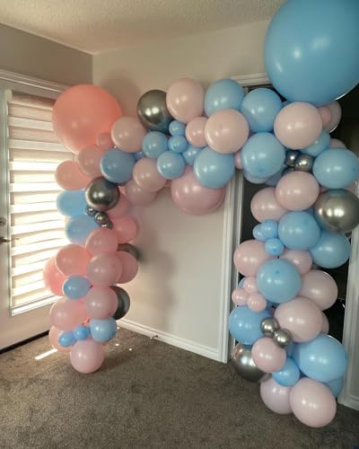 140Pcs Gender Reveal Balloon Garland Arch Kit - Pink and Blue Balloons Silver Latex Balloon for Boy or Girl Gender Reveal Decorations Birthday Party Baby Shower Celebration Anniversary (No Box) - Image 3