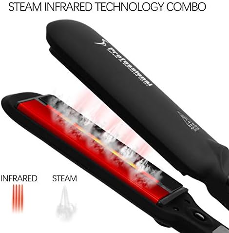 DORISILK Steam Hair Straightener and Curler Iron 2 in 1, Professional Salon Infrared Flat Iron Wide Tourmaline Ceramic Plate, Vapor Straighteners for Hair 450 Degrees Adjustable Temp, 2 Inch Black - Image 2