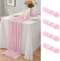 4 Pack Light Pink Cheesecloth Table Runner 10Ft, Boho Table Runners 21.5 x 120 inch,Semi Sheer Cheese Cloth Fabric Runner Bulk for Wedding,Party,Baby Shower,Bridal Shower by Yemosa