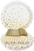 White and Gold Paper Plates and Napkins Party Supplies by WYQJHKV