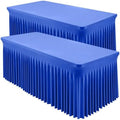 Shillance 2 Packs Royal Blue Tableclothes for 6 Foot Rectangle Table, Wrinkle Free Spandex Tablecovers 6FT Stretch Fitted Table Cloth with Skirt for Birthday Parties Graduations Event Wedding Banquet by Shillance