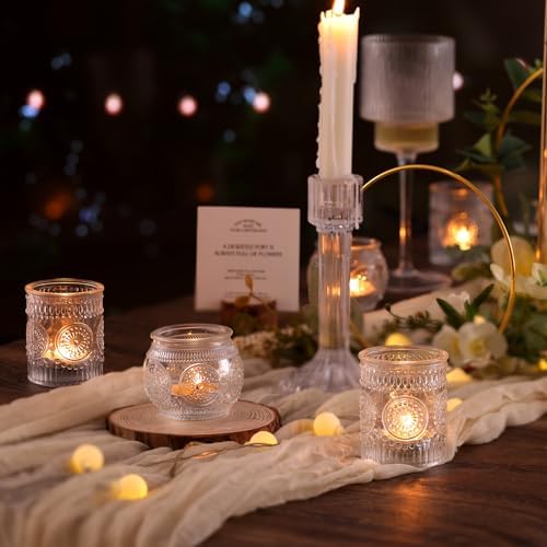 DARJEN 24Pcs Clear Votive Candle Holders - Glass Tea Light Candle Holder, Candle Holders Bulk, Embossed Candle Votives for Wedding Centerpiece & Home Decor (Pack of 3) - Image 2