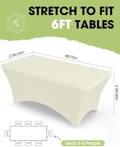 Pureegg Spandex Tablecloth 6ft 2 Pack Ivory - Image 2
