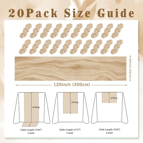 Sand 20 Pack 10FT Cheesecloth Table Runner 20 x 120 Inch Long Rustic Gauze Cheese Cloth Table Runner for Wedding Bridal Baby Shower Table Decorations Boho Fabric Sheer Birthday Party Table Decor - Image 2