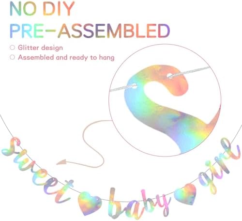 BEISHIDA Pre-Strung Iridescent Girl Baby Banner Baby Shower Decor - Image 2