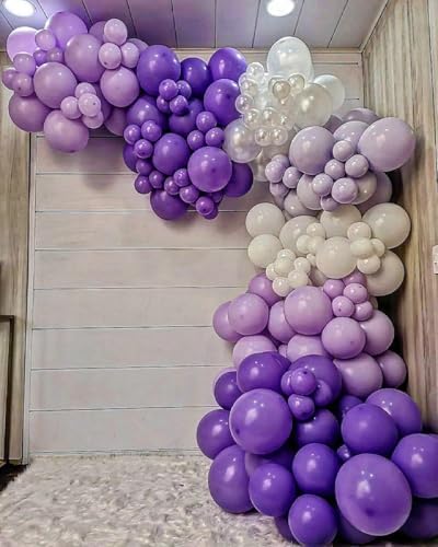 146Pcs Purple Balloons Garland Arch Kit - 5 10 12 18 inch Lavender Dark Purple Metallic Latex Balloons for Butterfly Baby Shower Birthday Wedding Princess Party Decorations - Image 4