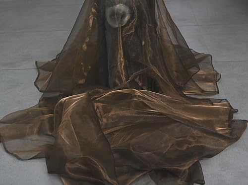 1 Yard Organza Fabric 44" Wide for Wedding Event Décor - Coffee - Image 3