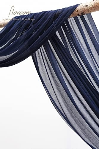 Floroom Wedding Arch Draping Fabric 2 Panels 20Ft Navy Blue Chiffon Fabric Drapes Arbor Drapery Wedding Ceremony Reception Swag Decorations - Image 3