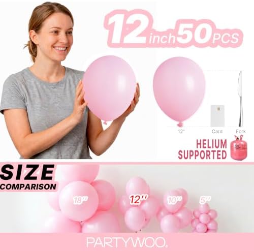 PartyWoo Baby Pink Balloons 50pcs Pastel Pale Light Pink Color - Image 6