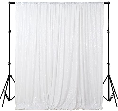 ShinyBeauty 4FTX6FT-White-SEQUIN Backdrop Shimmer Holiday Fabric Backdrops, Sequin Photography, Photo Booth Curtains (White) by ShinyBeauty