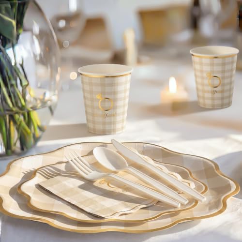 175 Pcs Engagement Party Supply Bridal Tableware Set, Gingham - Image 5