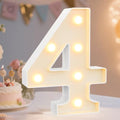 Decorative Led Light Up Number Letters, White Plastic Marquee Number Lights Sign Party Wedding Decor Battery Operated Number (4) by Pooqla