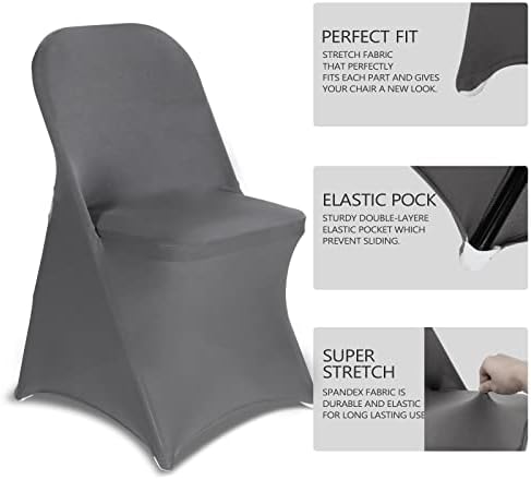 HAINARverS Folding Chair Covers for Wedding, 10pcs Gray - Image 3