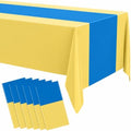Oudain 6 Pcs Plastic Disposable Table Cloth 54" x 108", Blue, Yellow by Oudain