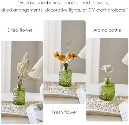 Glass Bud Vases Set of 32 - Green Assorted Small Mini Glass Vases for Flowers, Crystal Vintage Vase Set, Bulk Centerpieces for Table Décor, Wedding, Home and Events (Green, 32 Pcs) - Image 5